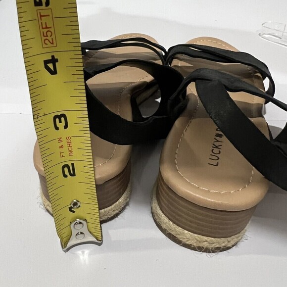 LUCKY BRAND WAEKA WEDGE SANDAL BLACK STRAPY LEATHER WOMEN’S SANDALS SIZE 8 M - Picture 12 of 12